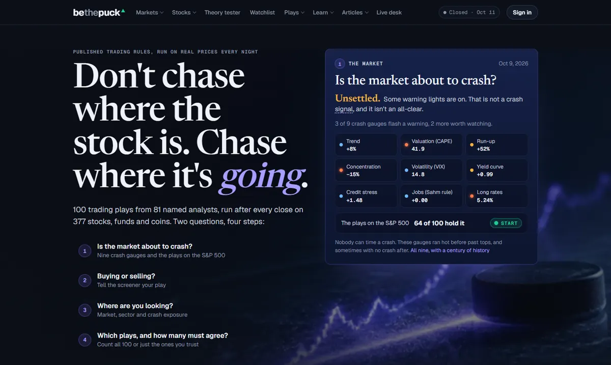 The Be The Puck homepage