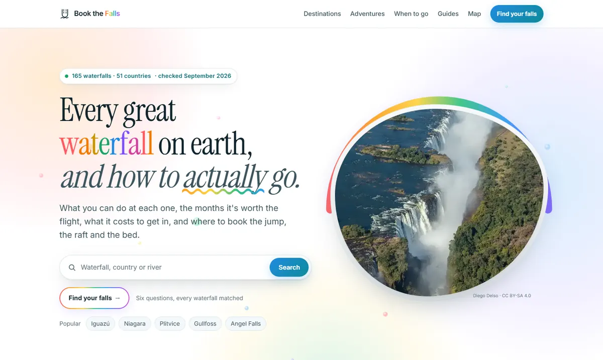The Book the Falls homepage