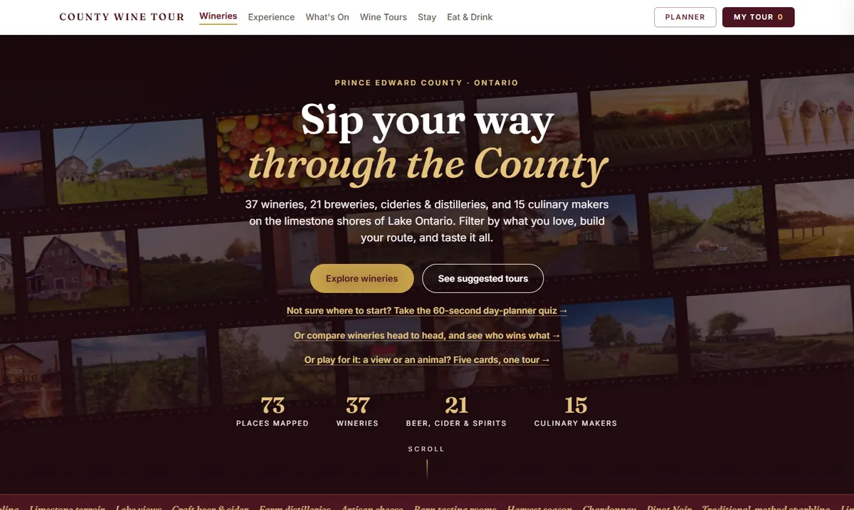 The County Wine Tour homepage