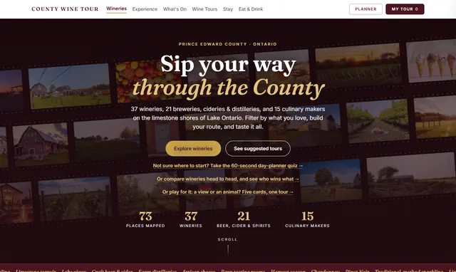 The County Wine Tour homepage