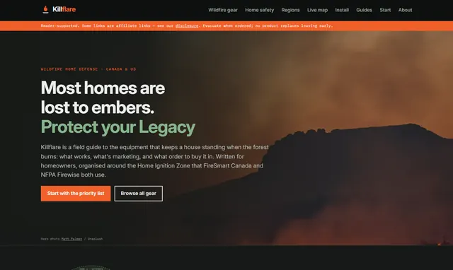 The Killflare homepage