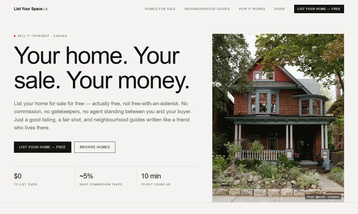 The List Your Space homepage