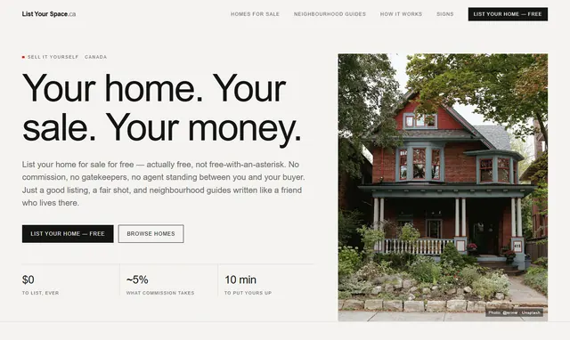 The List Your Space homepage