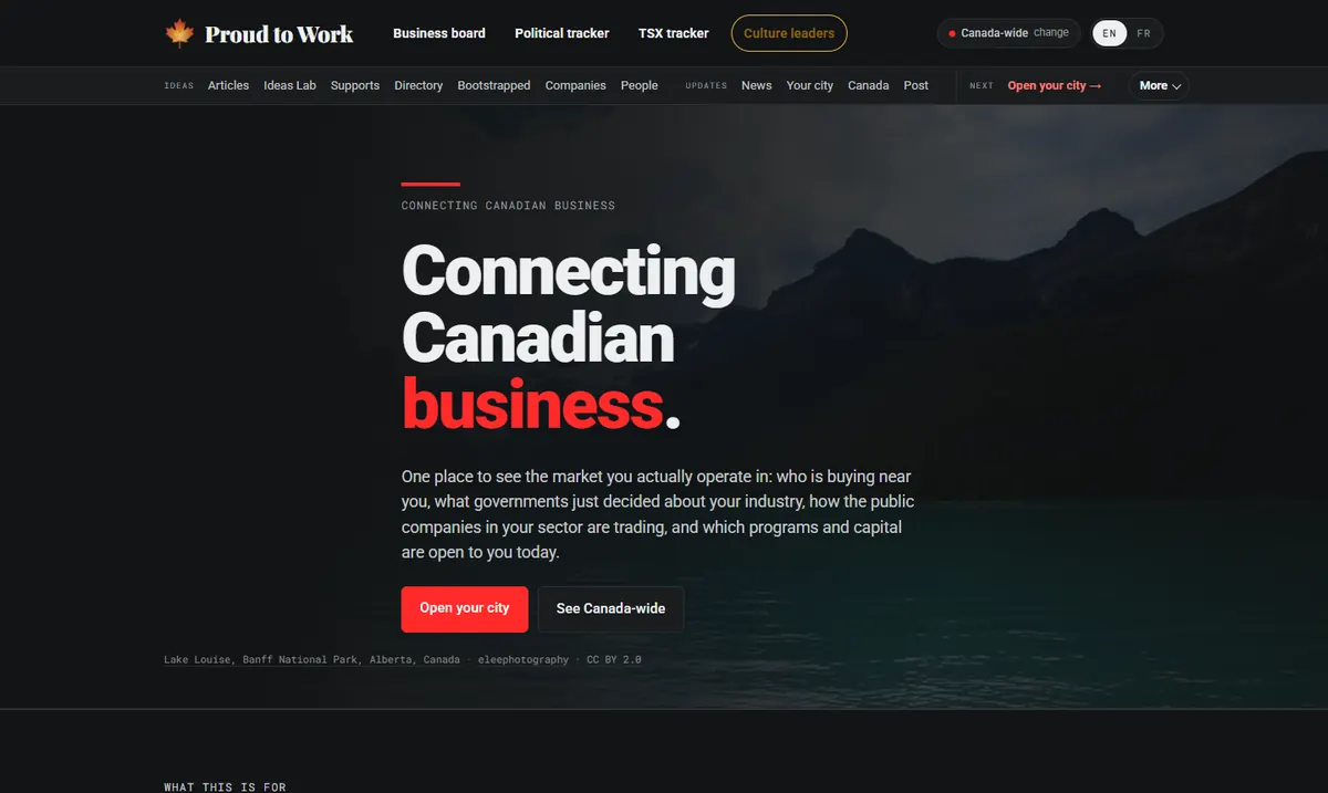 The Proud to Work homepage