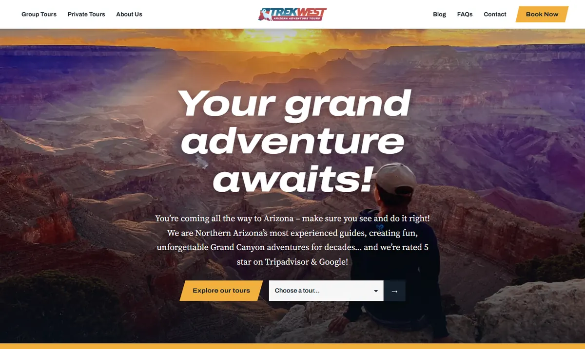 The TrekWest Arizona Adventure Tours homepage